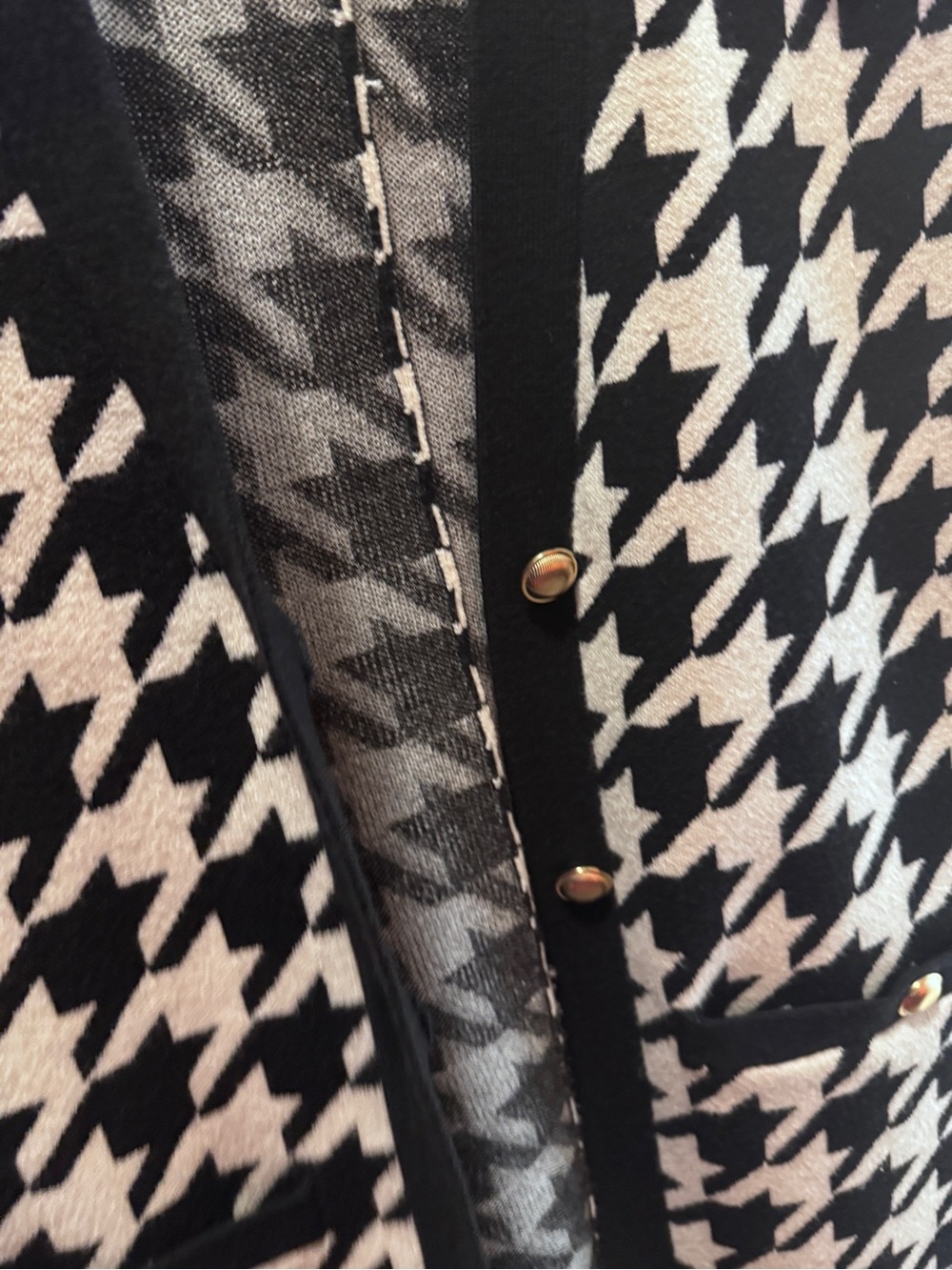 Express Black & White Houndstooth Open-Front Blazer Jacket - Picture 5 of 6